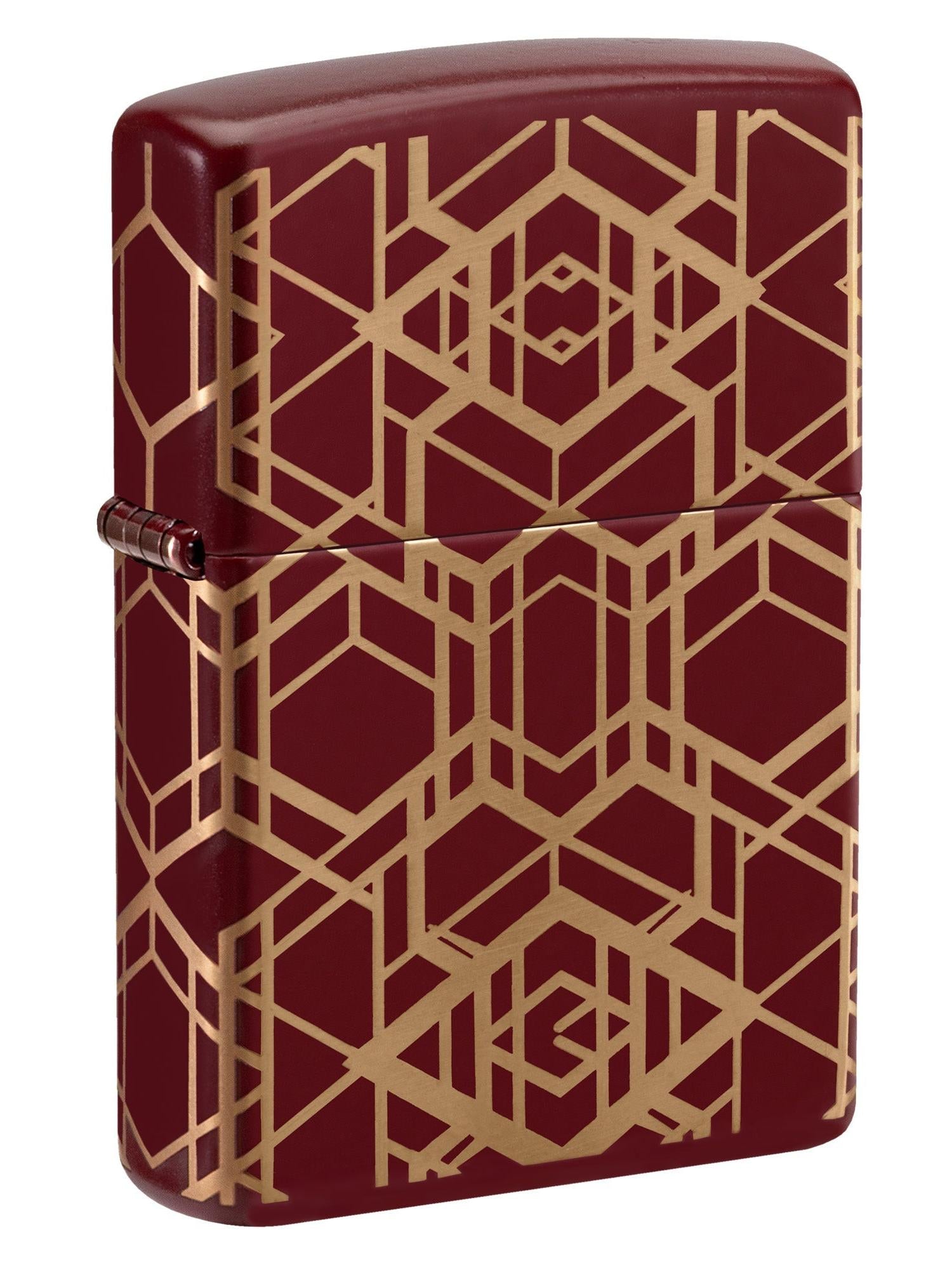 Zippo Lighter: Grid Pattern, 360 Laser - Merlot 46880