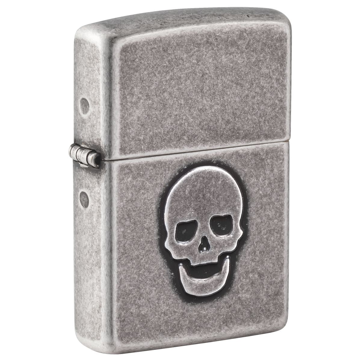 Zippo Lighter: Stamped Skull - Antique Silver Plate 46889