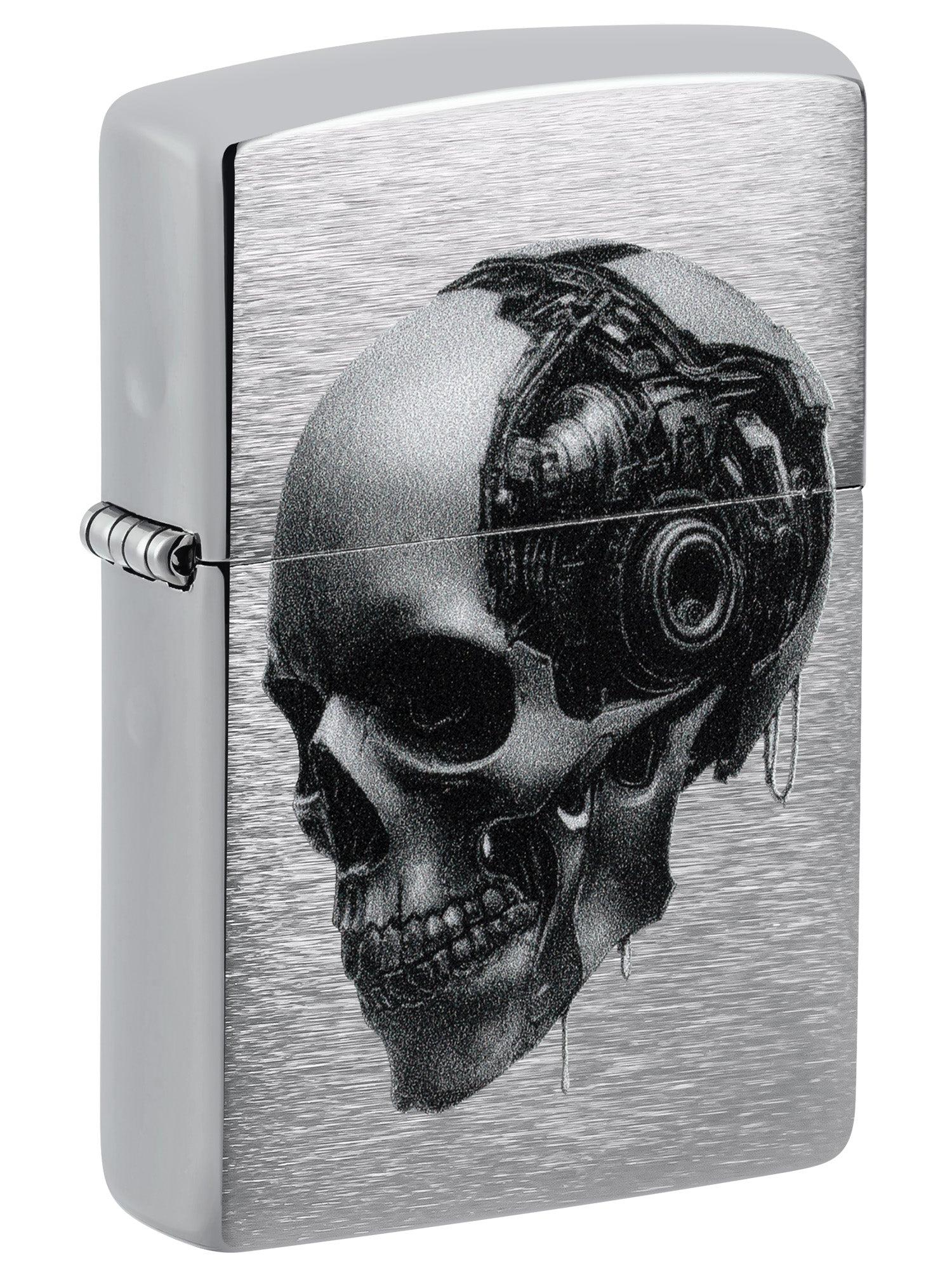 Zippo Lighter: Cyber Skull - Brushed Chrome 46890