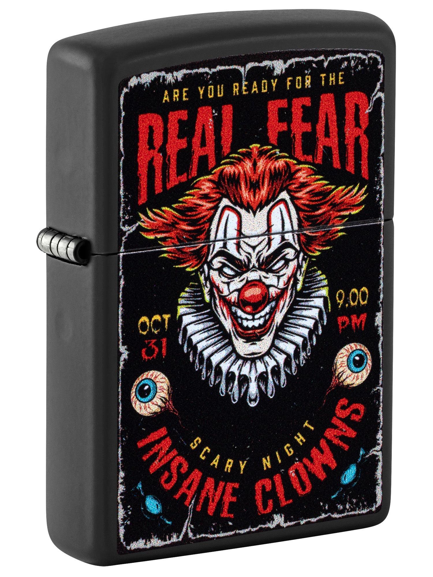 Zippo Lighter: Creepy Clown, Real Fear - Black Matte 46897