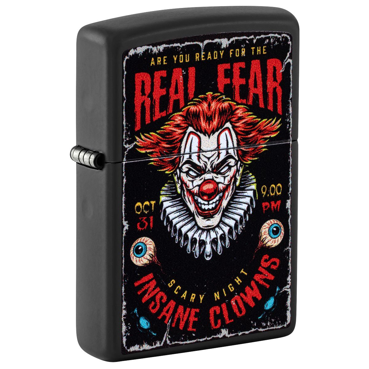 Zippo Lighter: Creepy Clown, Real Fear - Black Matte 46897