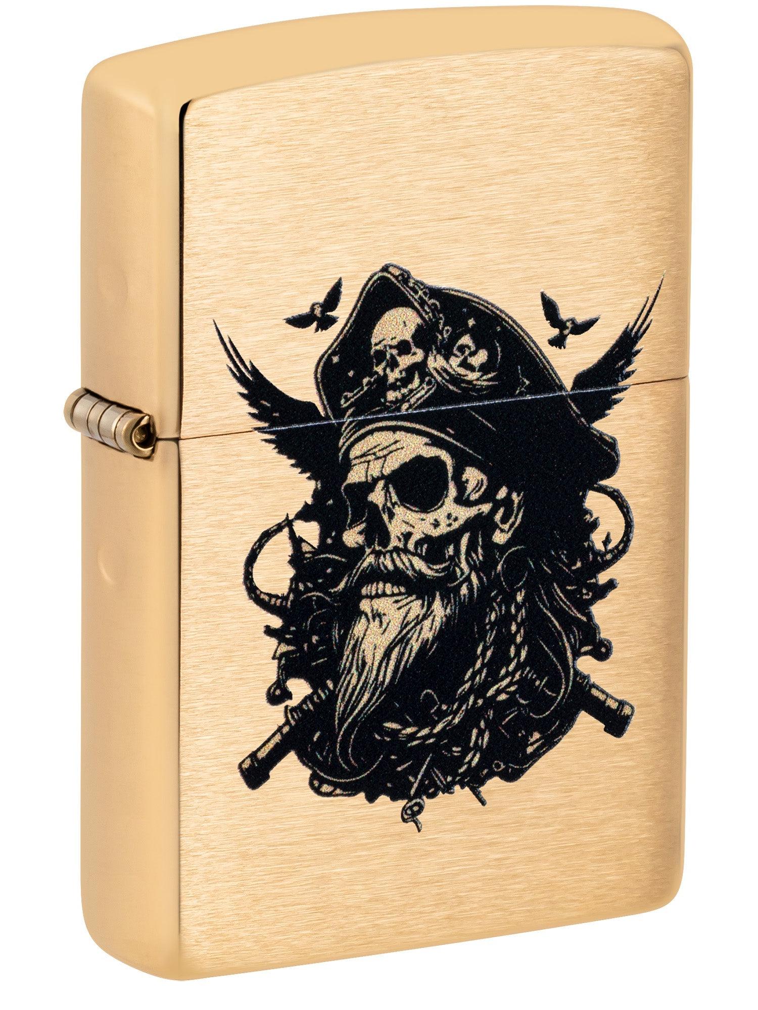 Zippo Lighter: Pirate Skull - Brushed Brass 46900