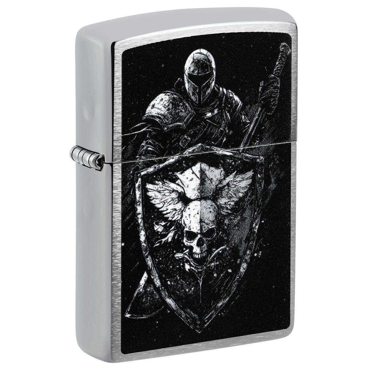 Zippo Lighter: Knight with Shield - Brushed Chrome 46901