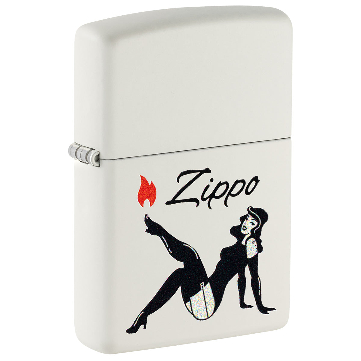 Zippo Lighter: Zippo Vintage Pin-up Girl - White Matte 46903