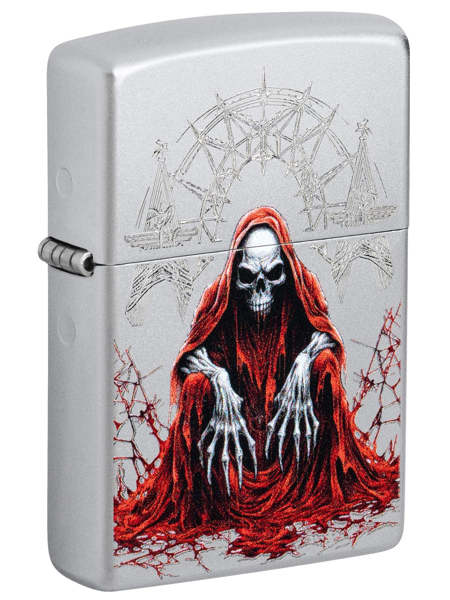 Zippo Lighter: Grim Reaper with Egraved Pattern - Satin Chrome 46913