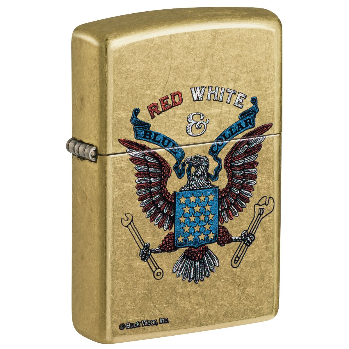 Zippo Lighter: Red, White and Blue Collar - Street Brass 46936