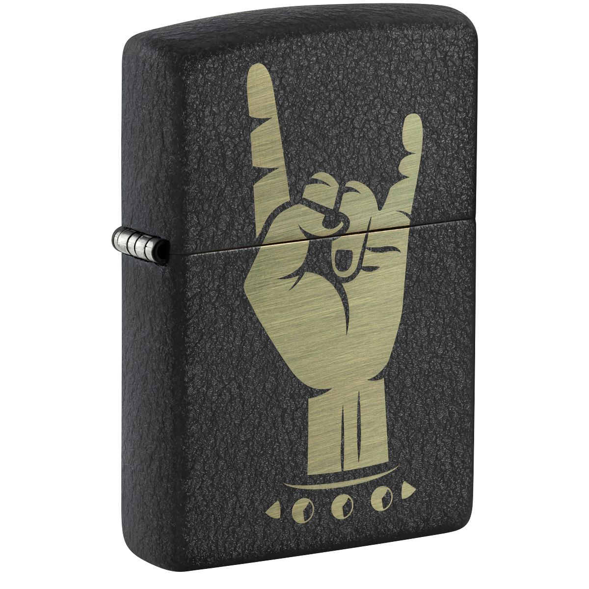 Zippo Lighter: Rock On Design - Black Crackle 47008