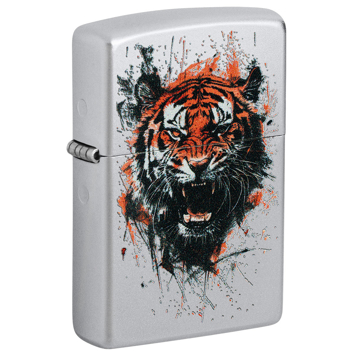Zippo Lighter: Fierce Tiger - Satin Chrome 47021
