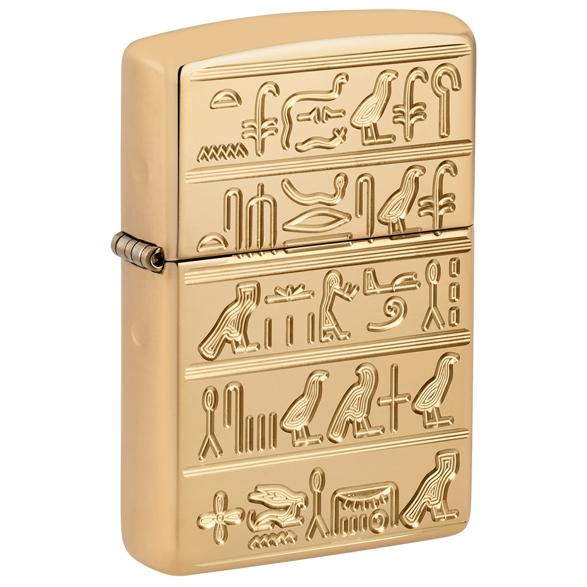 Zippo Lighter: Armor Deep Carved Egyptian Hieroglyphics - High Polish Brass 47050