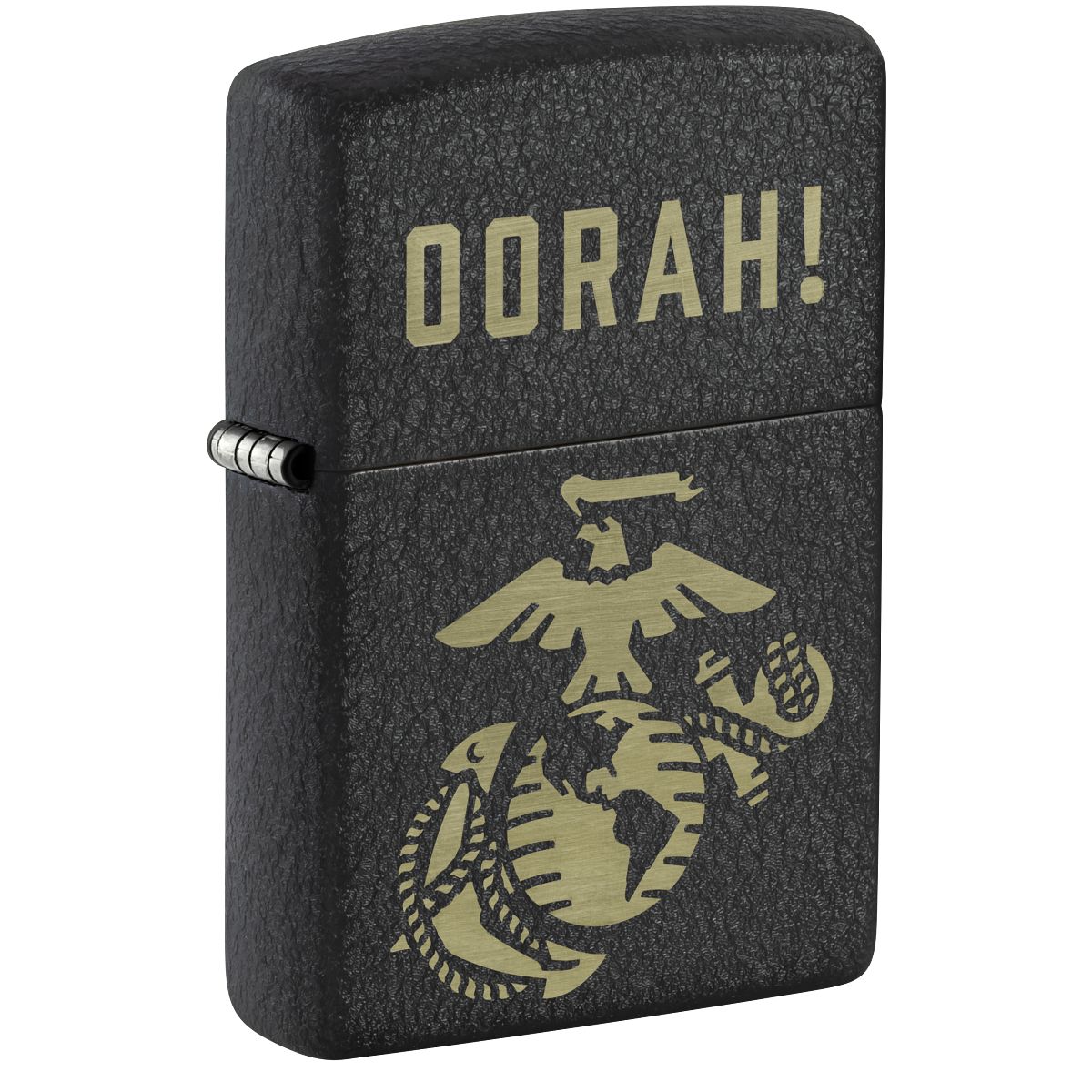 Zippo Lighter: U.S. Marine Corps, Oorah, Engraved - Black Crackle 47087