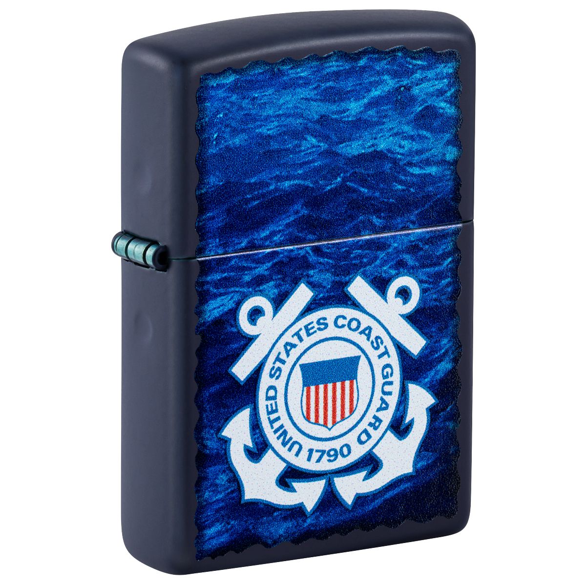 Zippo Lighter: U.S. Coast Guard, Waves Design - Navy Matte 47093