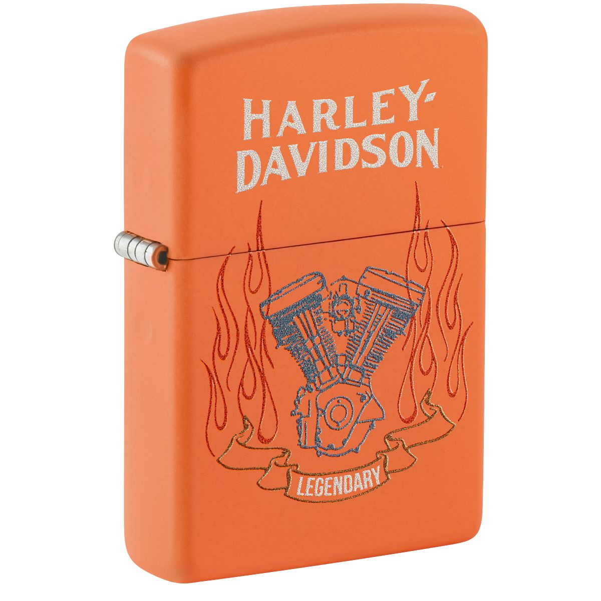 Zippo Lighter: Harley-Davidson, Engine Design - Orange Matte 47099