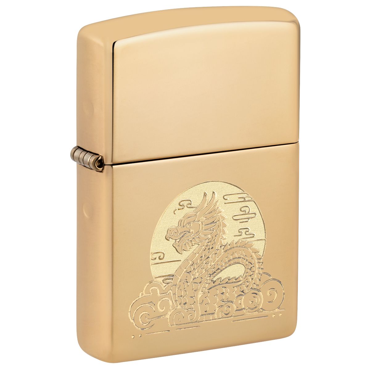 Zippo Lighter: Moon Dragon Design, Engraved - High Polish Brass 47147