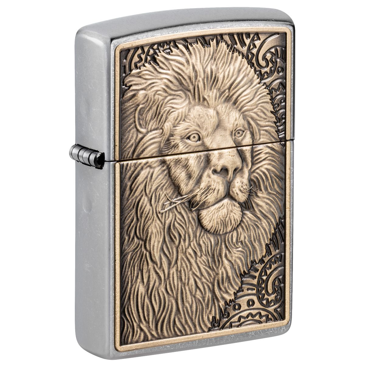Zippo Lighter: Lion Emblem - Street Chrome 47171
