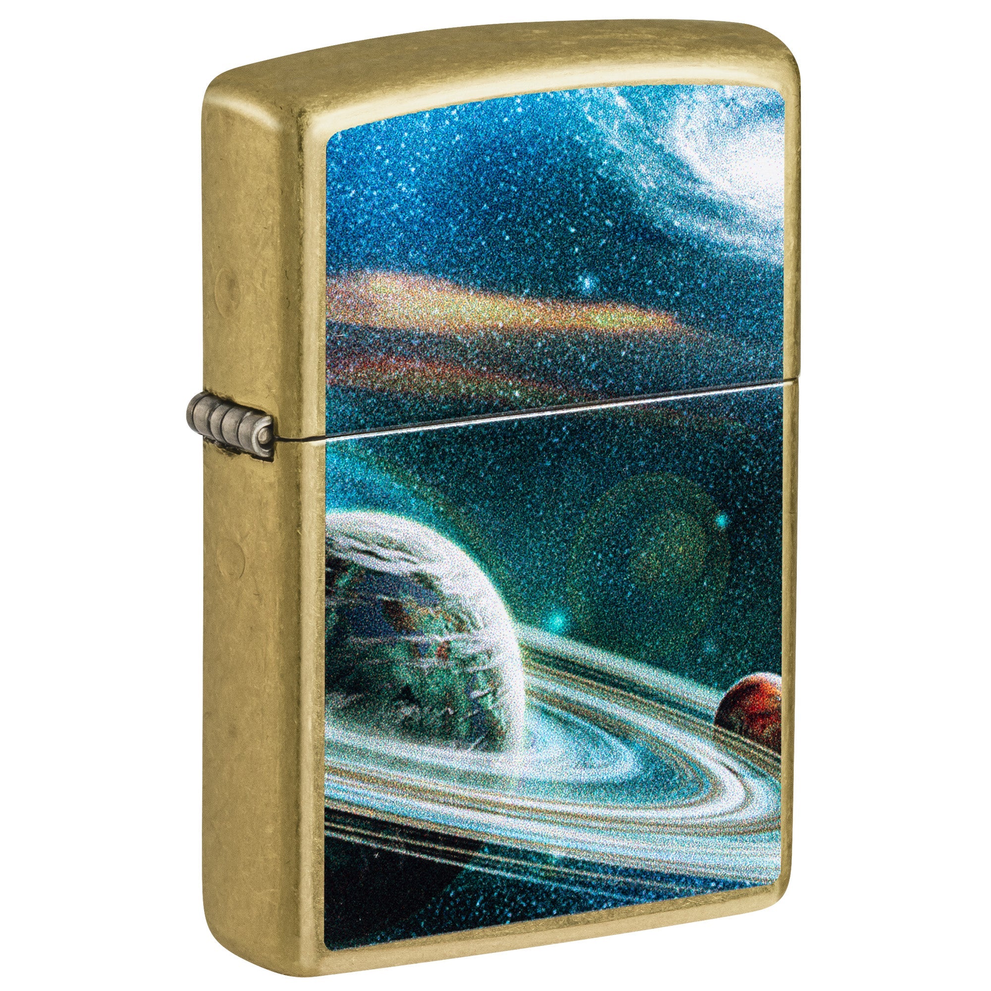 Zippo Lighter: Space Rings Design - Street Brass 47183