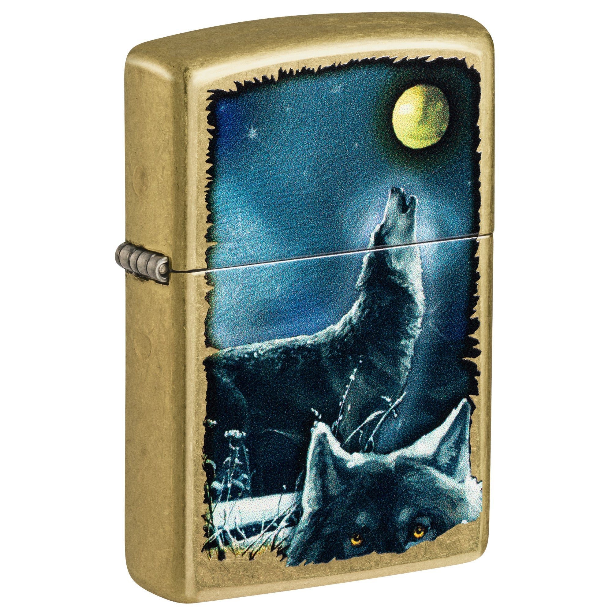 Zippo Lighter: Wolf Song Design - Street Brass 47189