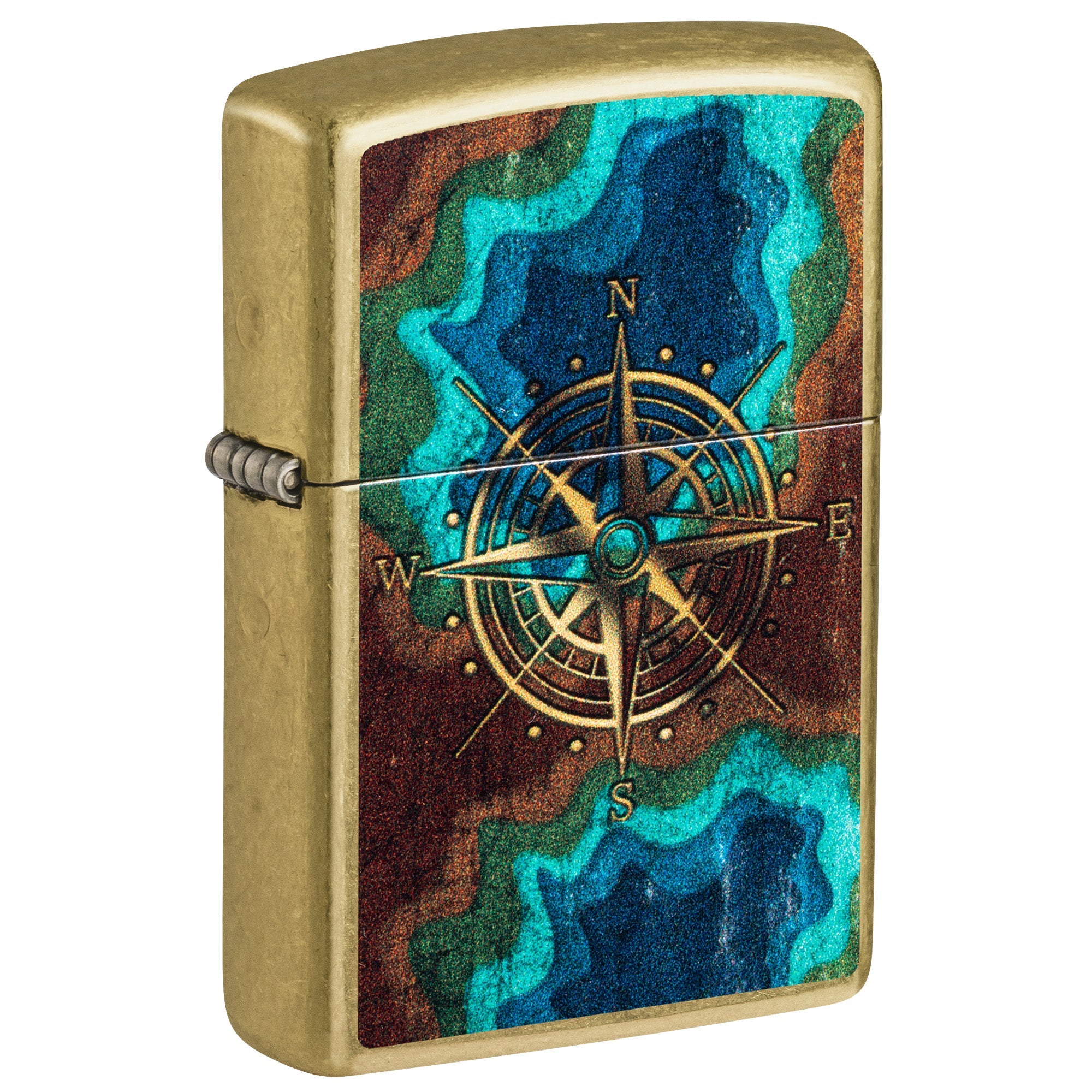 Zippo Lighter: Topo Compass Design - Street Brass 47190