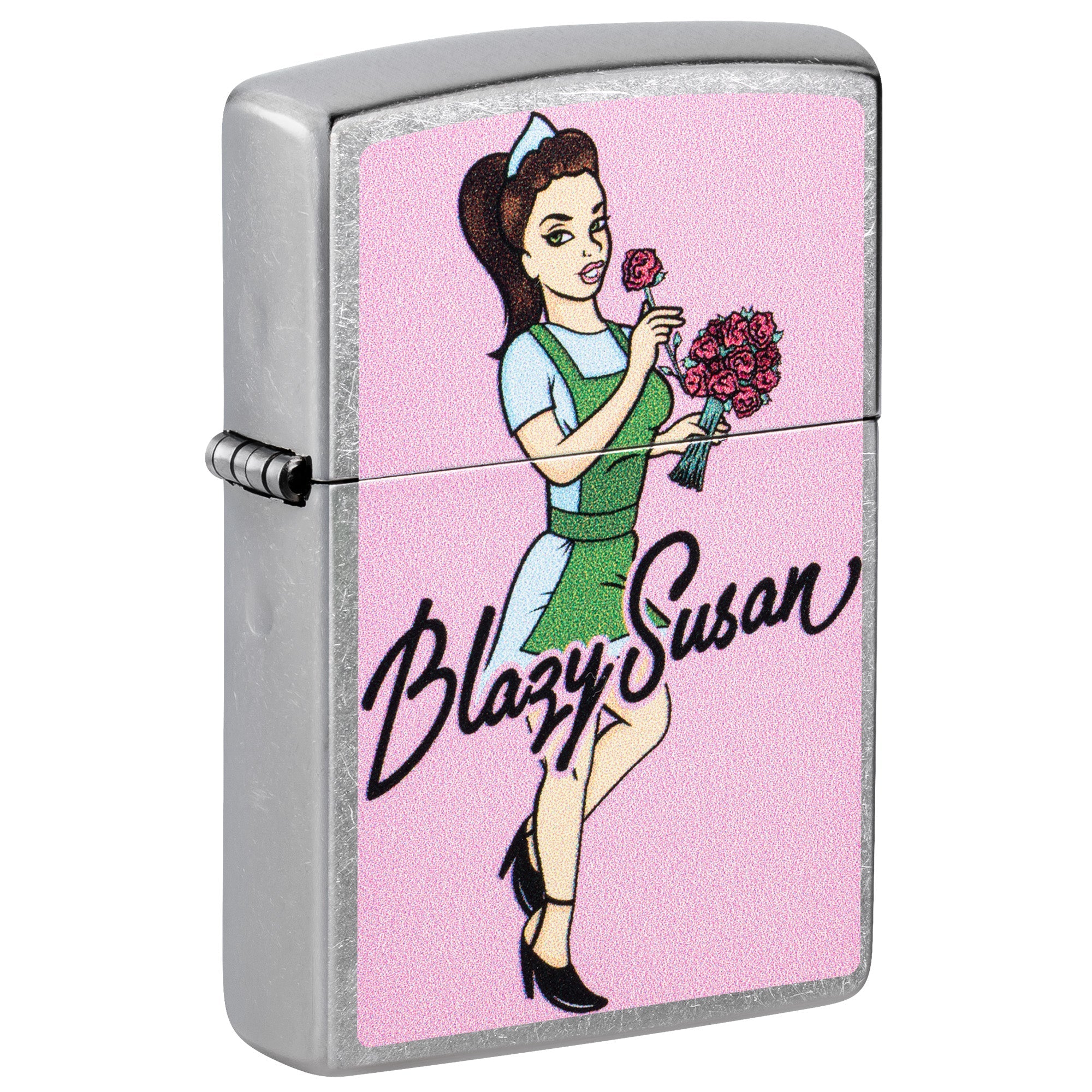Zippo Lighter: Blazy Susan Bouquet Design - Street Chrome 47193