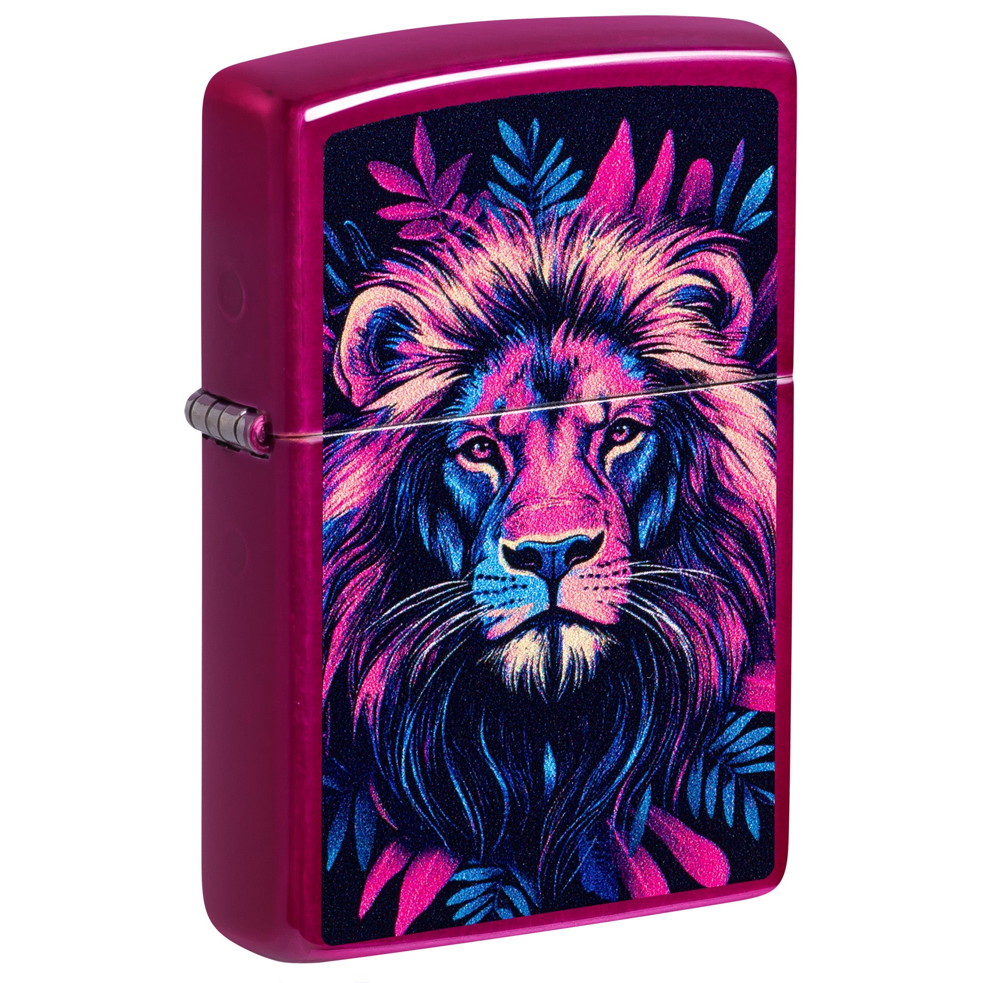 Zippo Lighter: Multicolor Lion Design - Candy Raspberry 47212