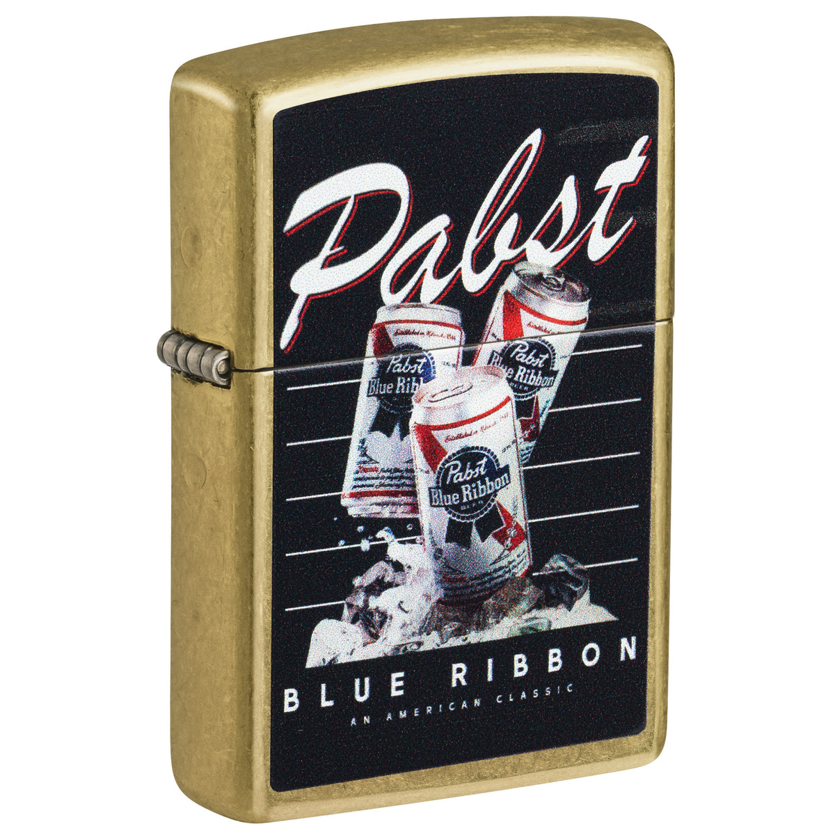 Zippo Lighter: Pabst Blue Ribbon American Classic Design - Street Brass 47409