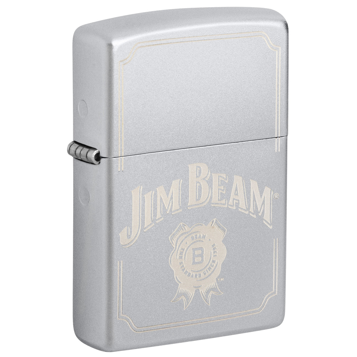 Zippo Lighter: Jim Beam Border Design - Satin Chrome 47411
