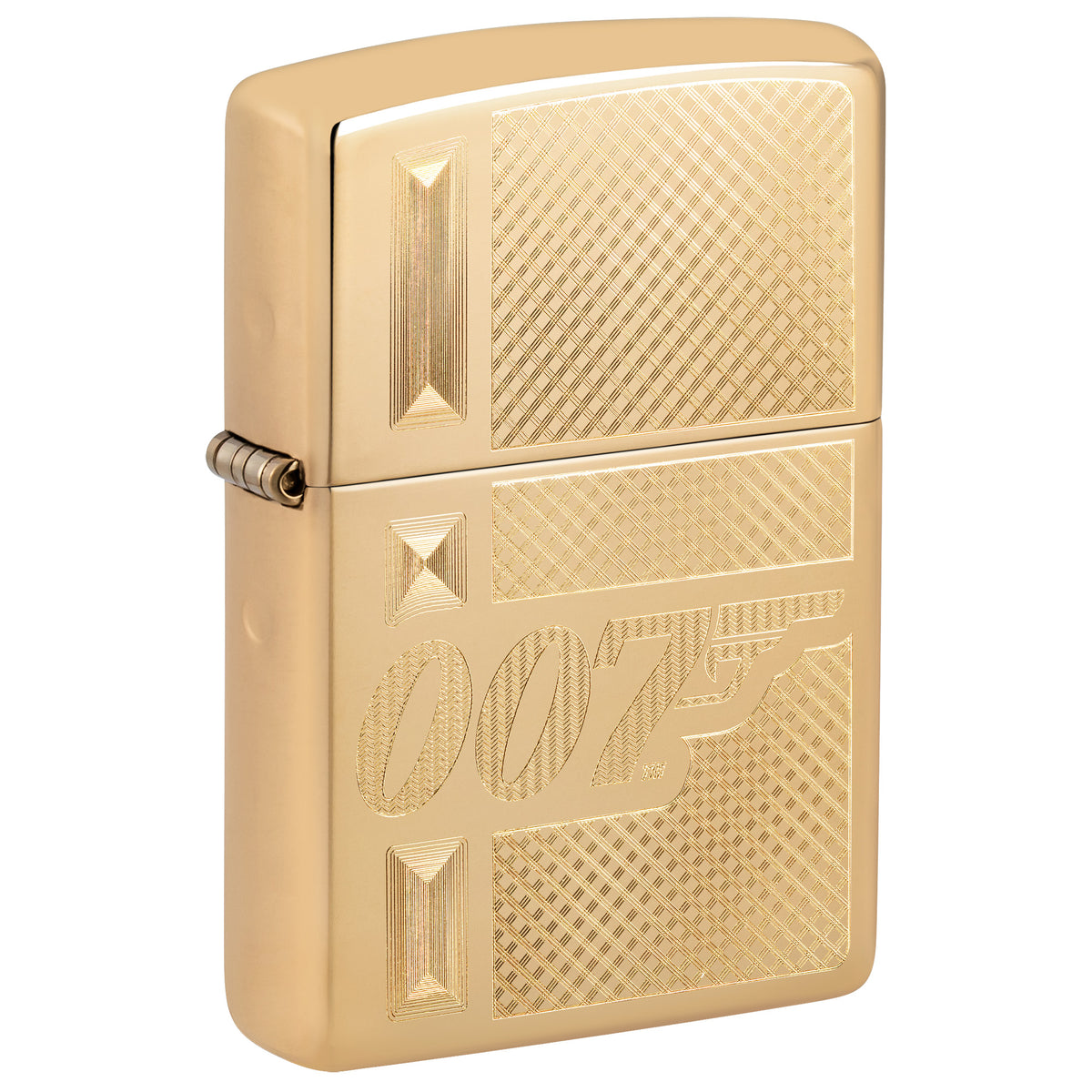 Zippo Lighter: James Bond 007 Gingham Design - High Polish Brass 47413