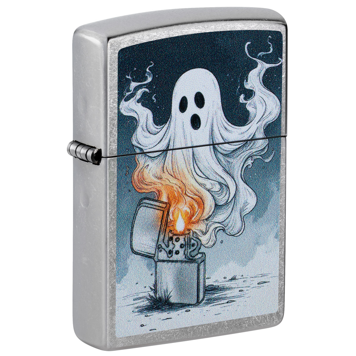 Zippo Lighter: Spooky Spark Design - Street Chrome 47436