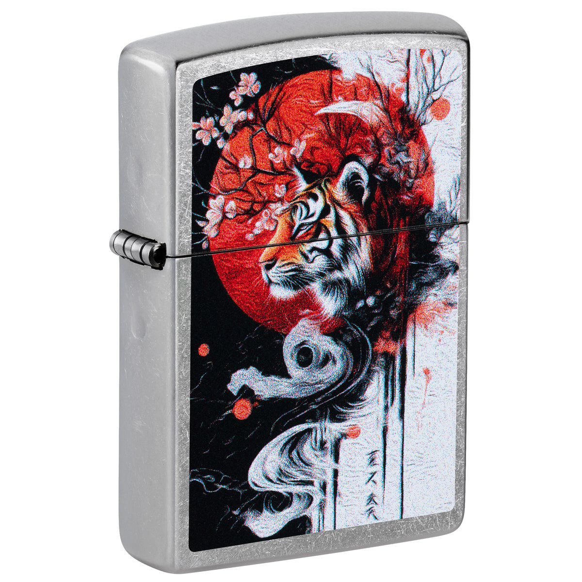 Zippo Lighter: Tiger Blossom Design - Street Chrome 47439
