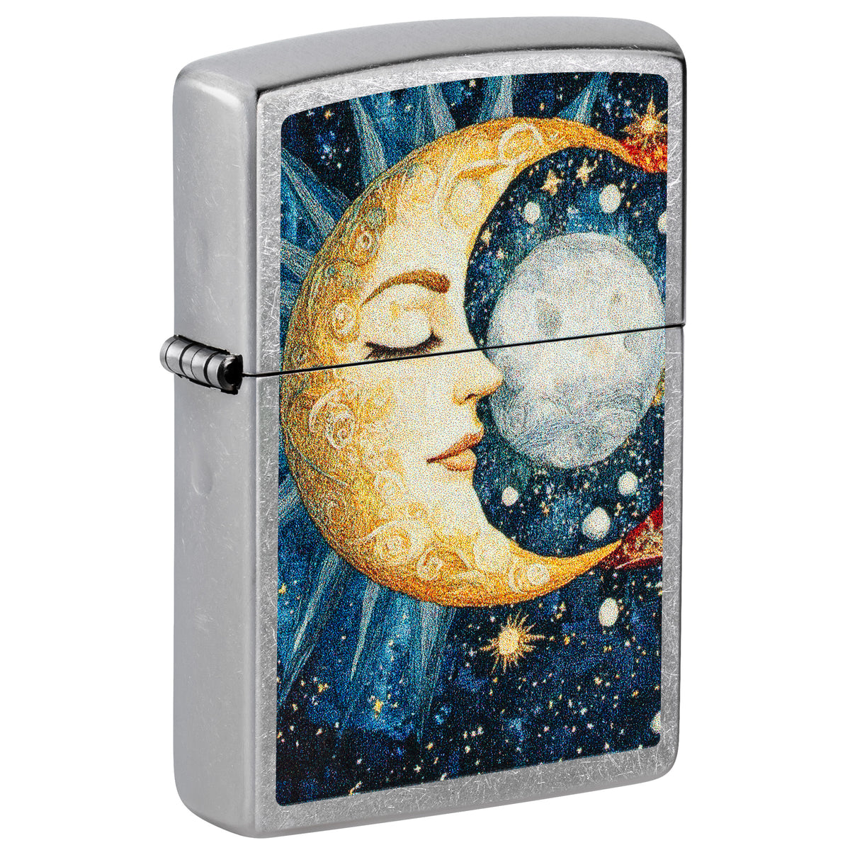 Zippo Lighter: Moon Face Design - Street Chrome 47462