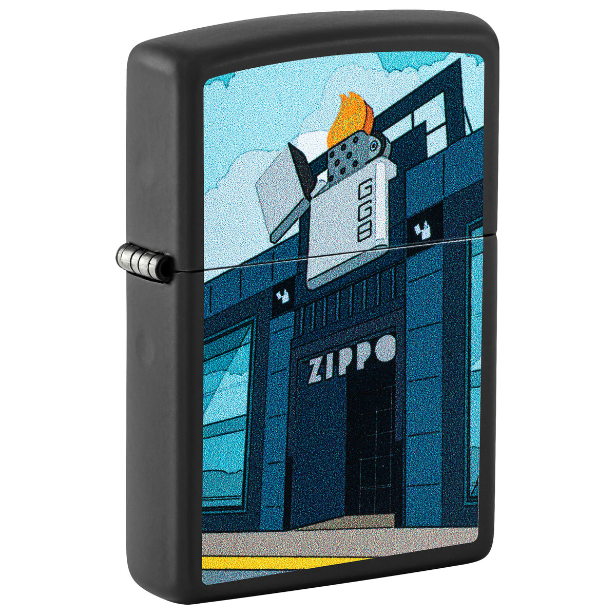 Zippo Lighter: Barbour Street Design - Black Matte 47498