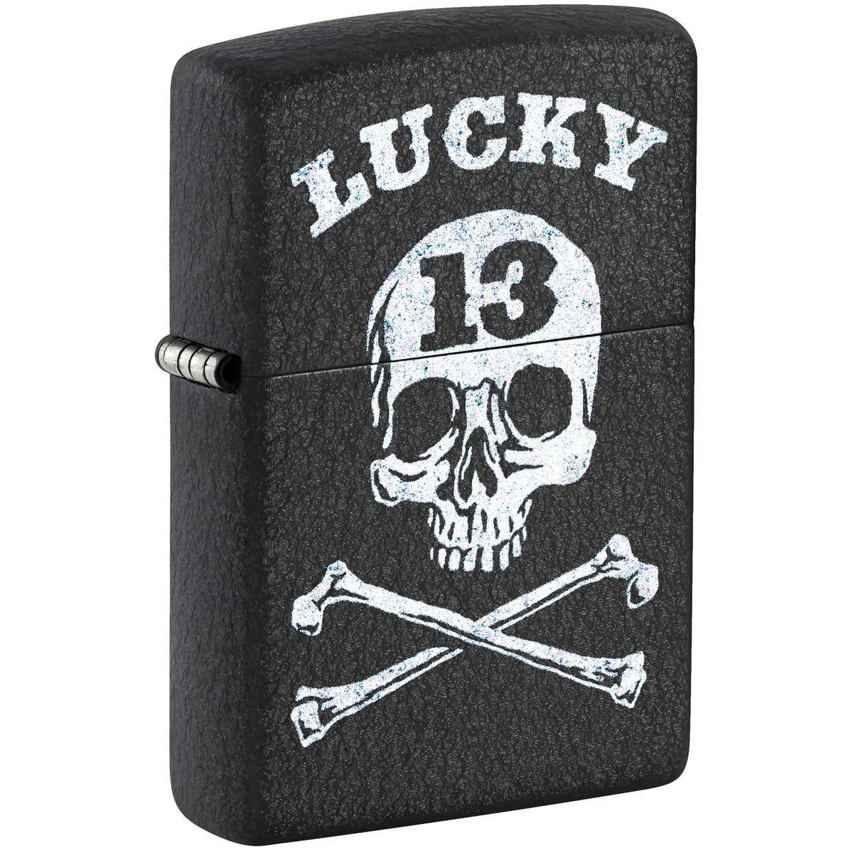 Zippo Lighter: Lucky 13 Design - Black Crackle 47506