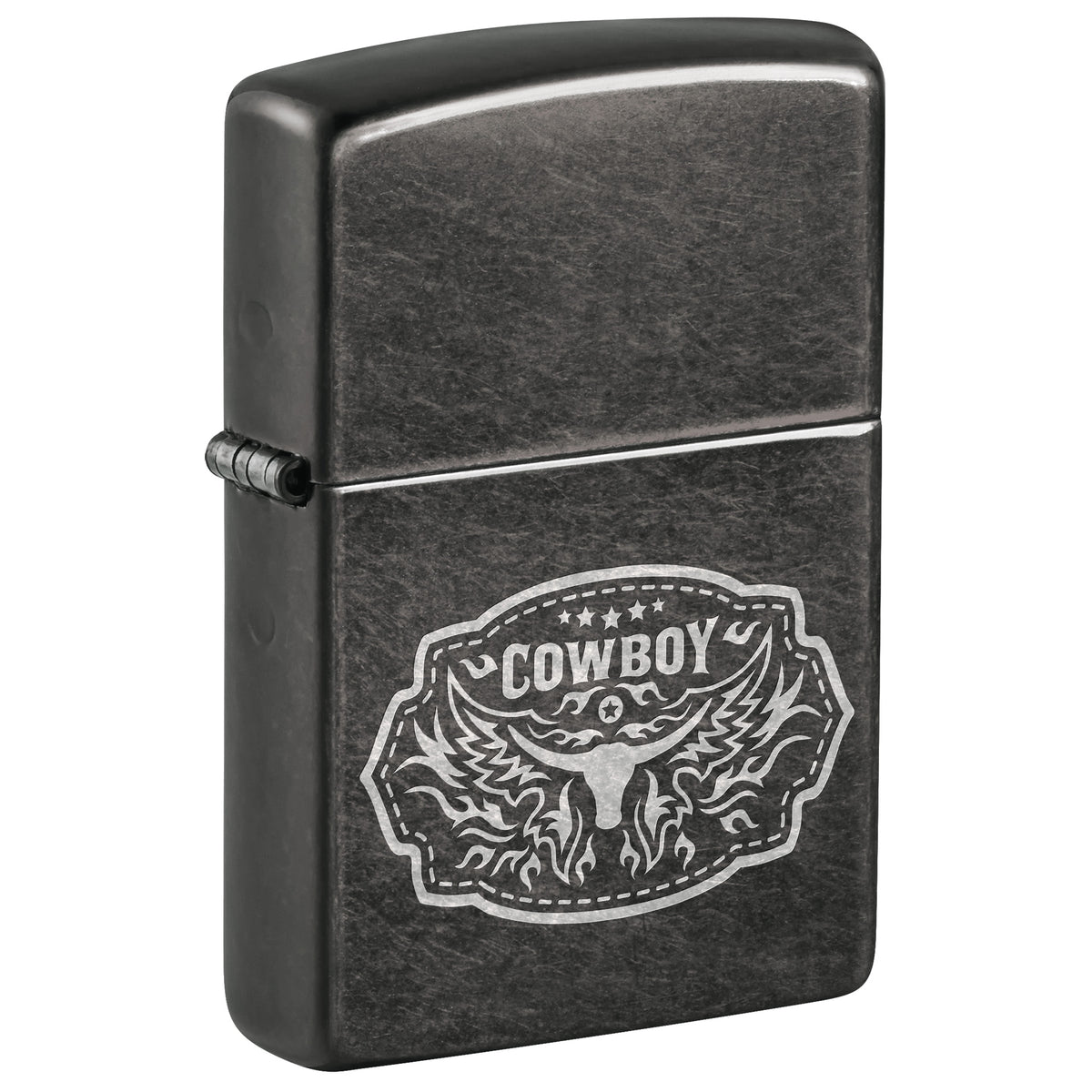 Zippo Lighter: Western Buckle Design - Grey 47571