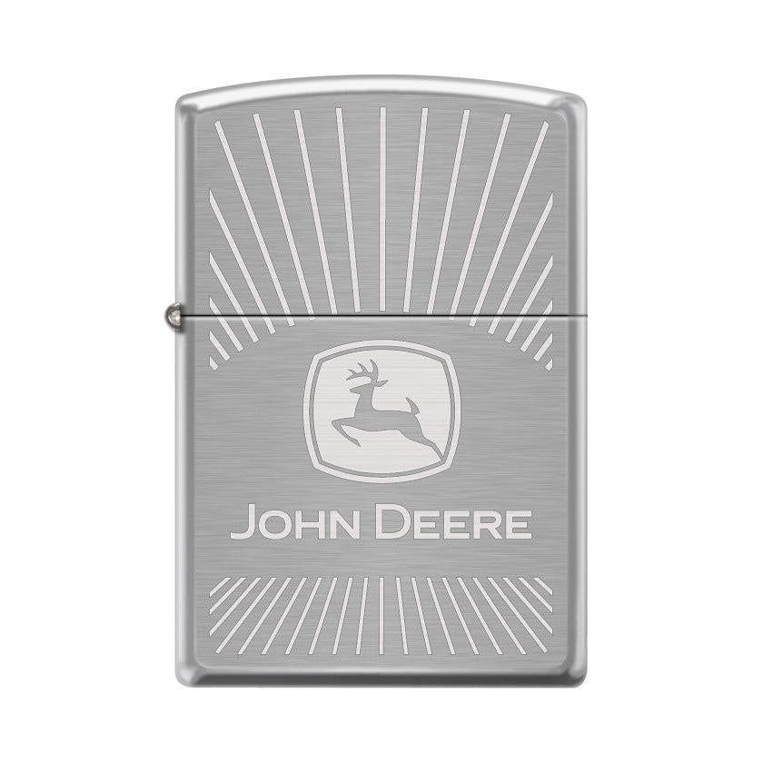 Zippo Lighter: John Deere Engraved Logo - Brushed Chrome 47584