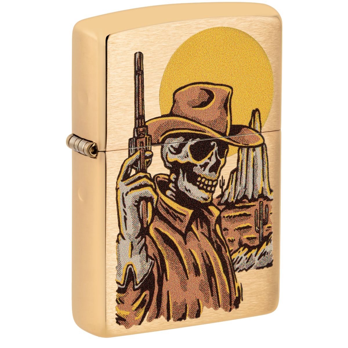 Zippo Lighter: Wild West Skeleton - Brushed Brass 48519
