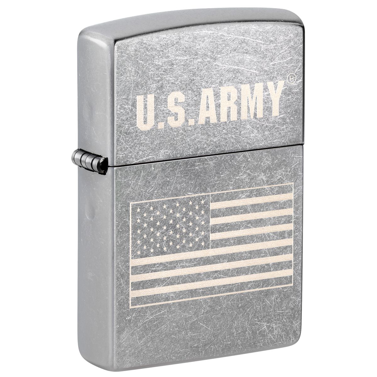 Zippo Lighter: U.S. Army with American Flag, Engraved - Street Chrome 48557