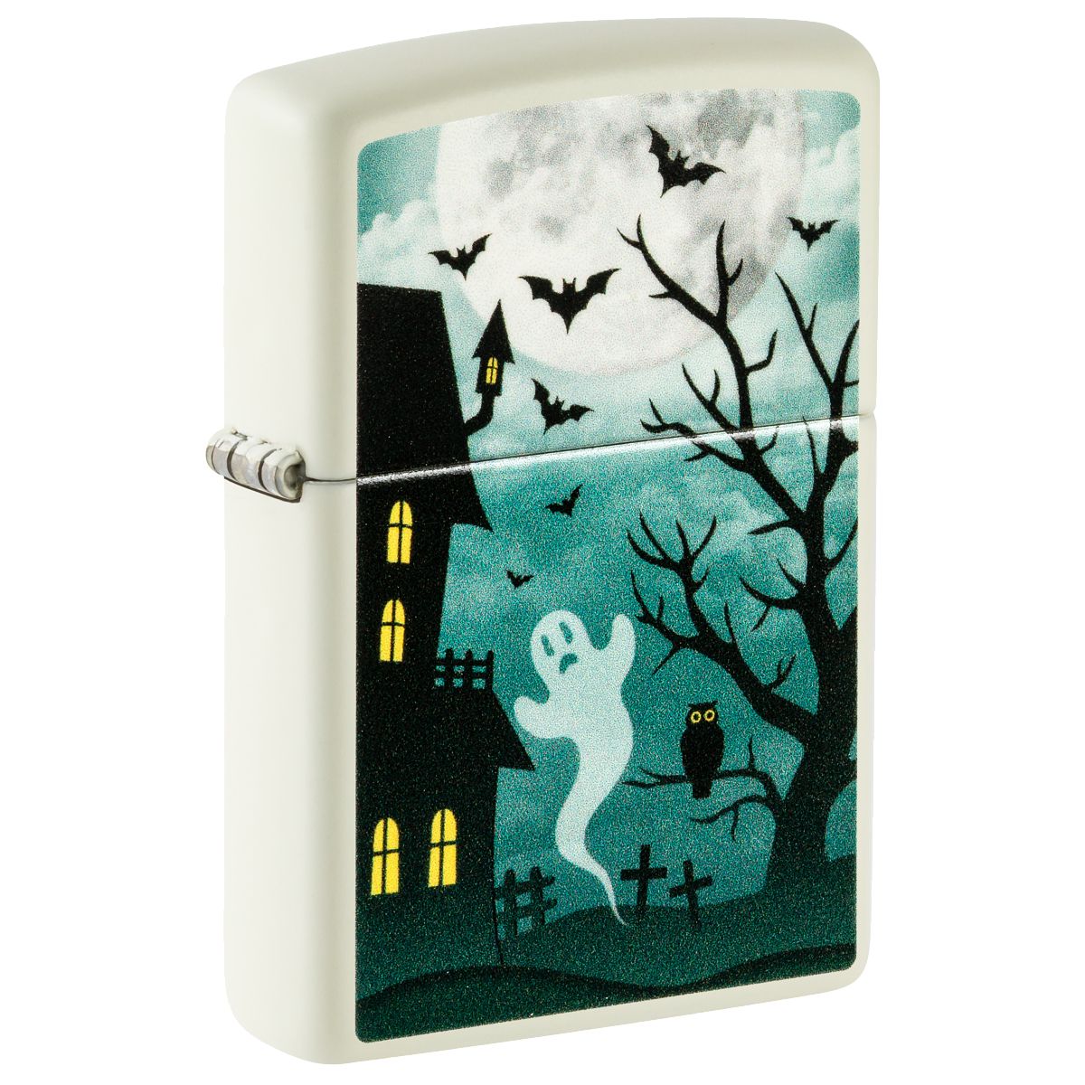Zippo Lighter: Spooky Halloween Design - Glow-in-the-Dark Green 48727