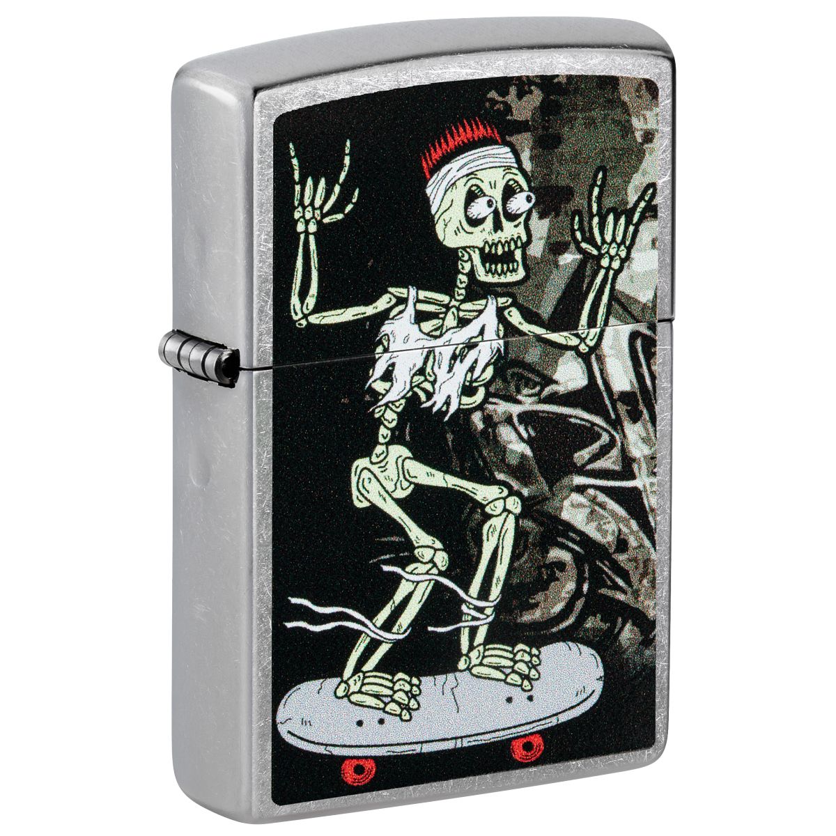Zippo Lighter: Skeleton on Skateboard - Street Chrome 48911