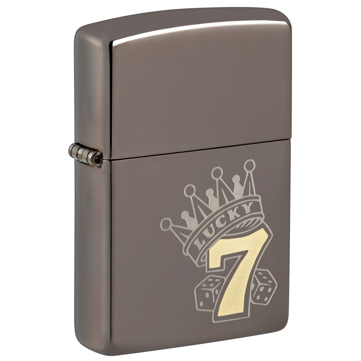 Zippo Lighter: Lucky 7 Gambling, Engraved - Black Ice 48913