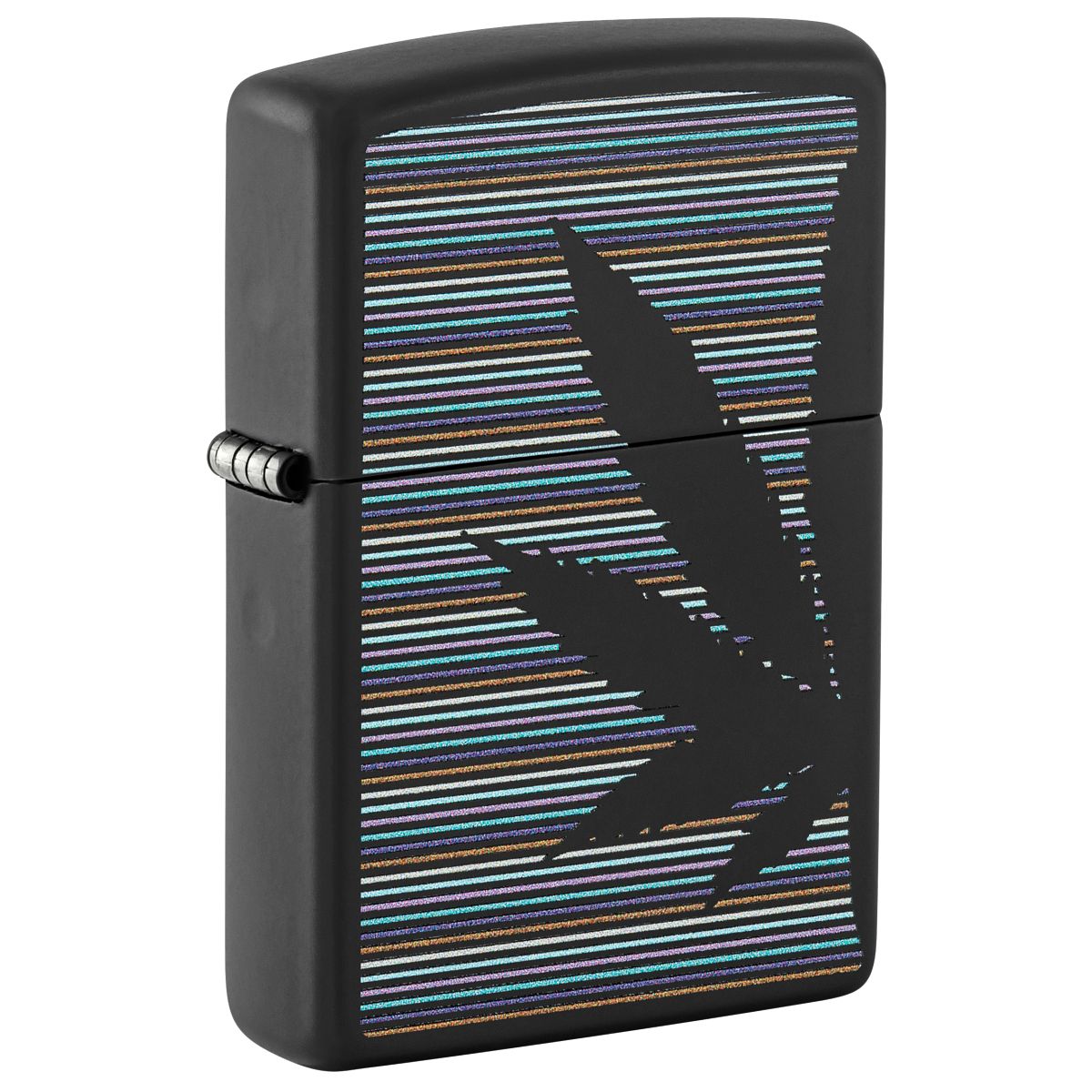 Zippo Lighter: Weed Leaf with Lines - Black Matte 48927