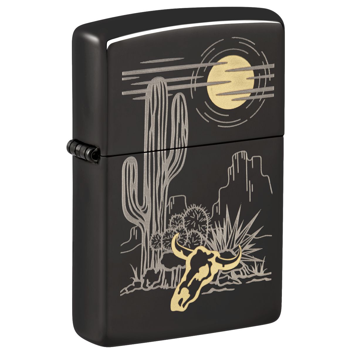 Zippo Lighter: Western Design, Engraved - High Polish Black 48968