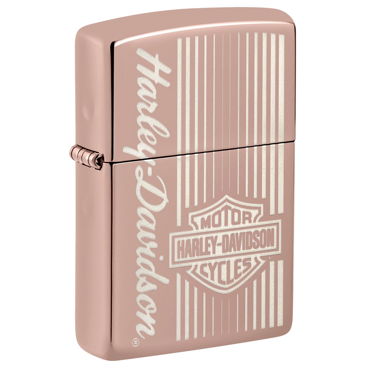 Zippo Lighter: Harley-Davidson Engraved Design - High Polish Rose Gold 48992