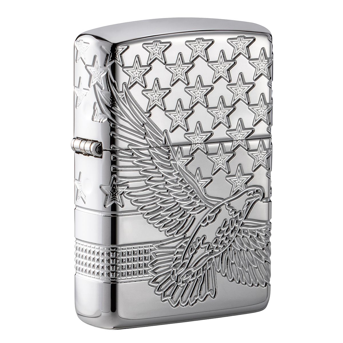 Zippo Lighter: Armor MultiCut Patriotic Eagle - High Polish Chrome 49027