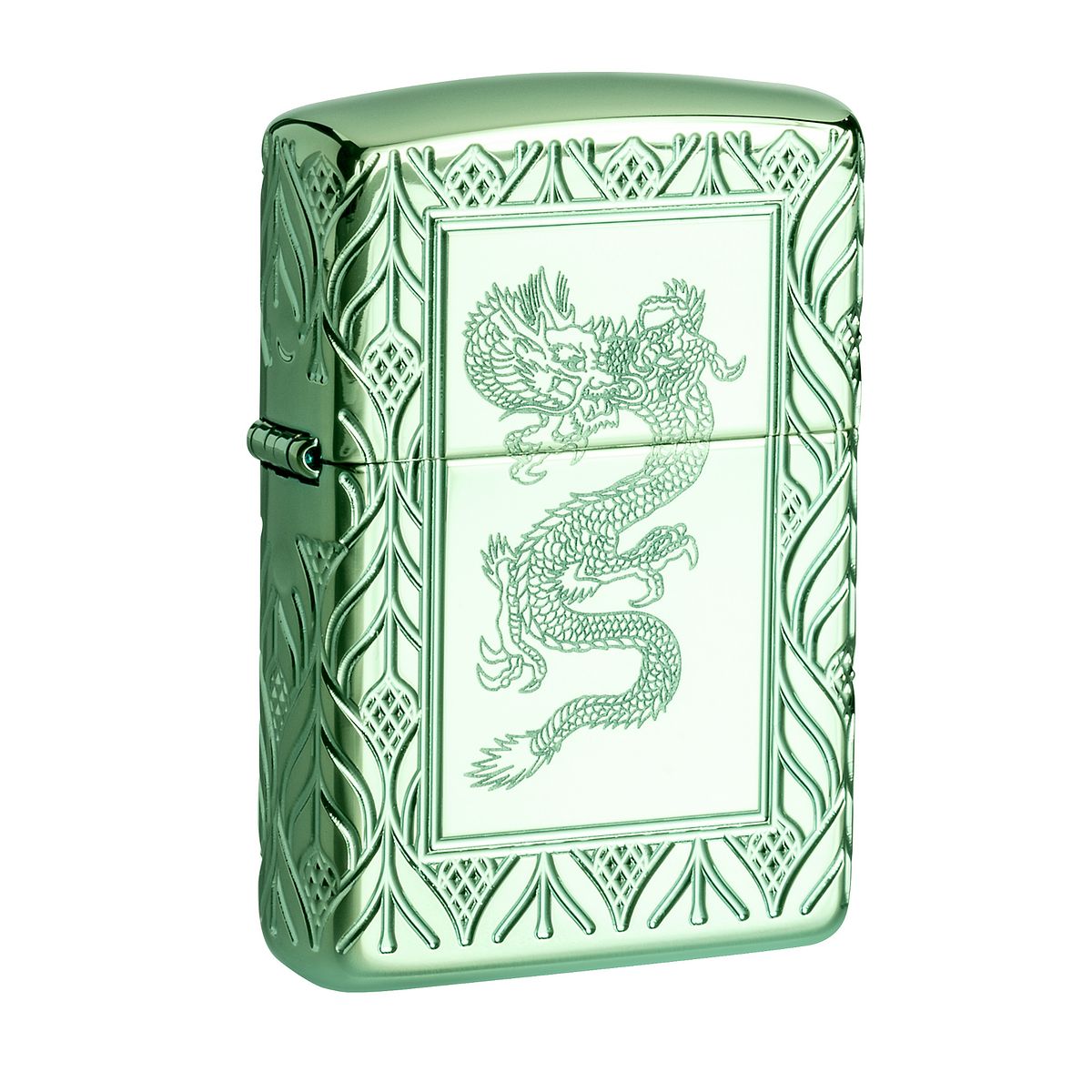 Zippo Lighter: Armor MultiCut Elegant Dragon - High Polish Green 49054