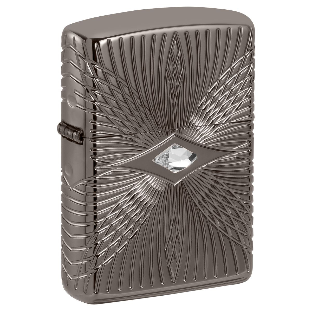 Zippo Lighter: Armor MultiCut Pattern Design with Crystal - Black Ice 49291