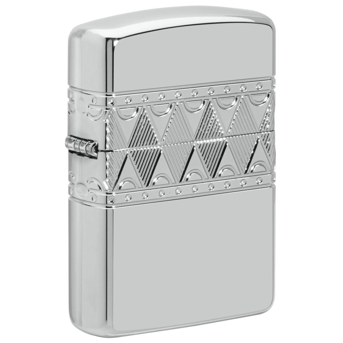 Zippo Lighter: Sterling Silver Diamond Pattern, Engraved Armor - High Polish 49550