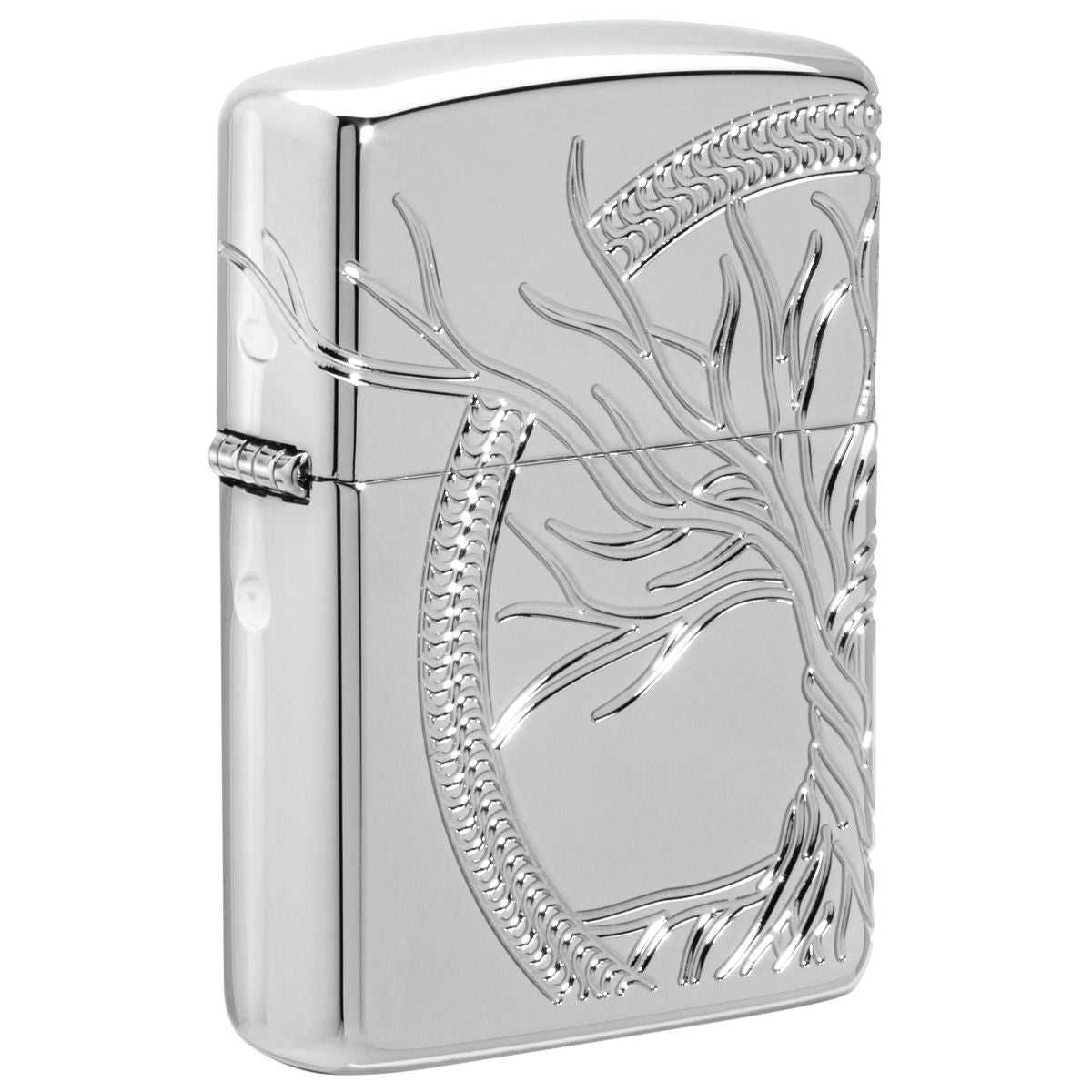 Zippo Lighter: Sterling Silver Tree of Life, MultiCut Armor - High Polish 49552