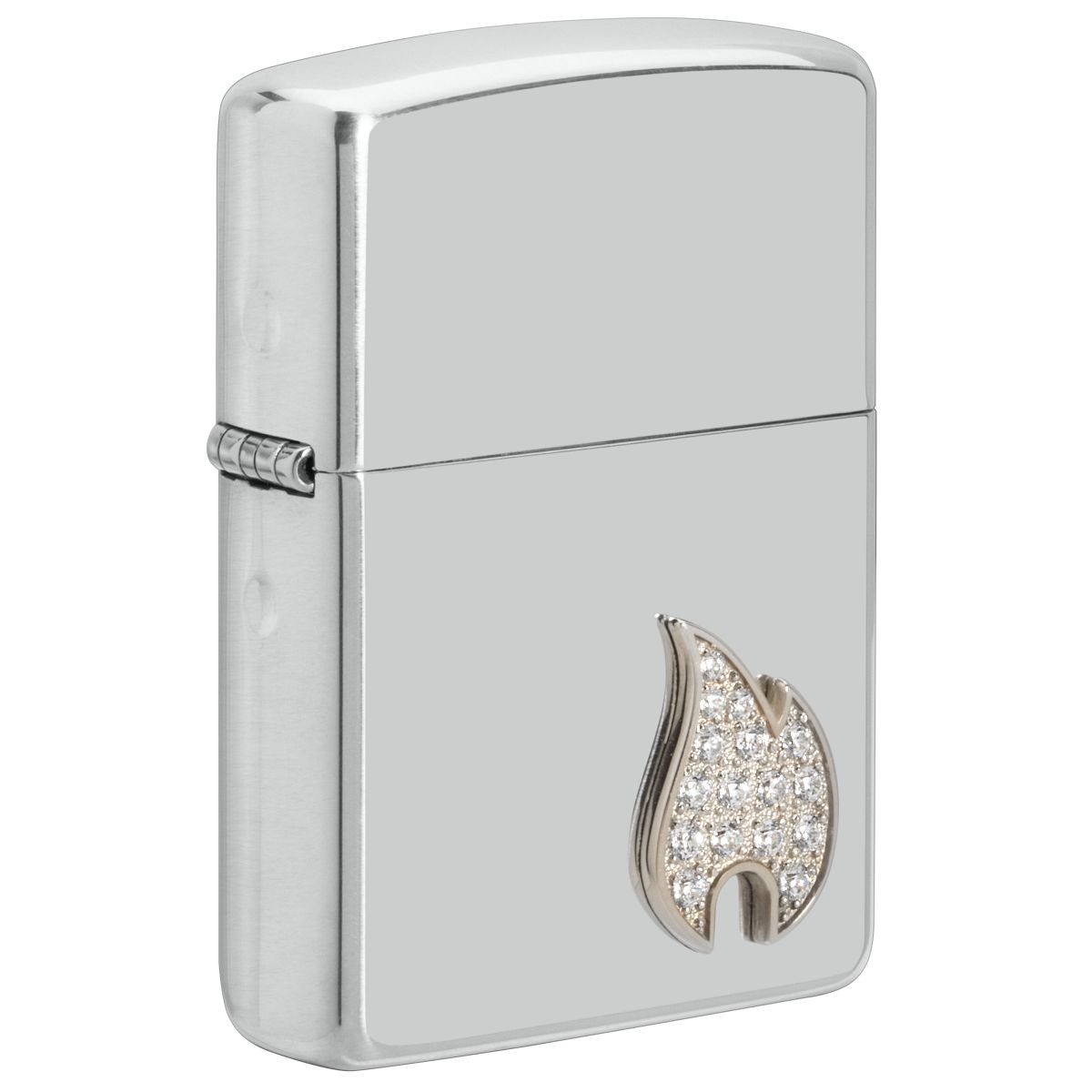 Zippo Lighter: Sterling Silver with Flame Emblem, Armor - High Polish 49554