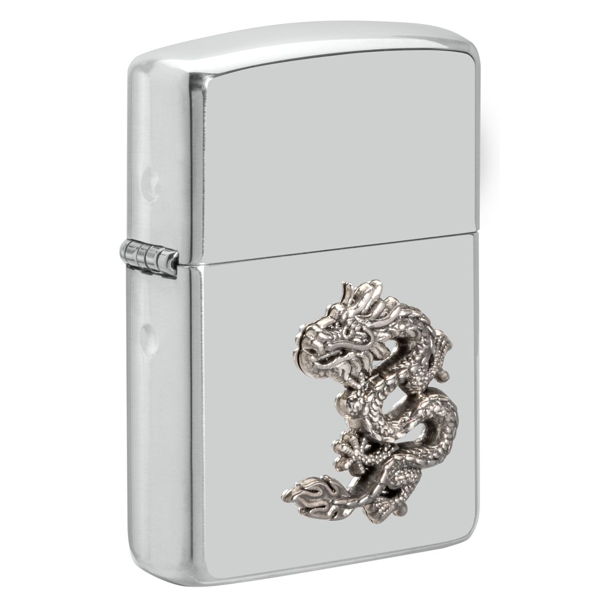 Zippo Lighter: Sterling Silver Chinese Dragon Emblem, Armor - High Polish 49555