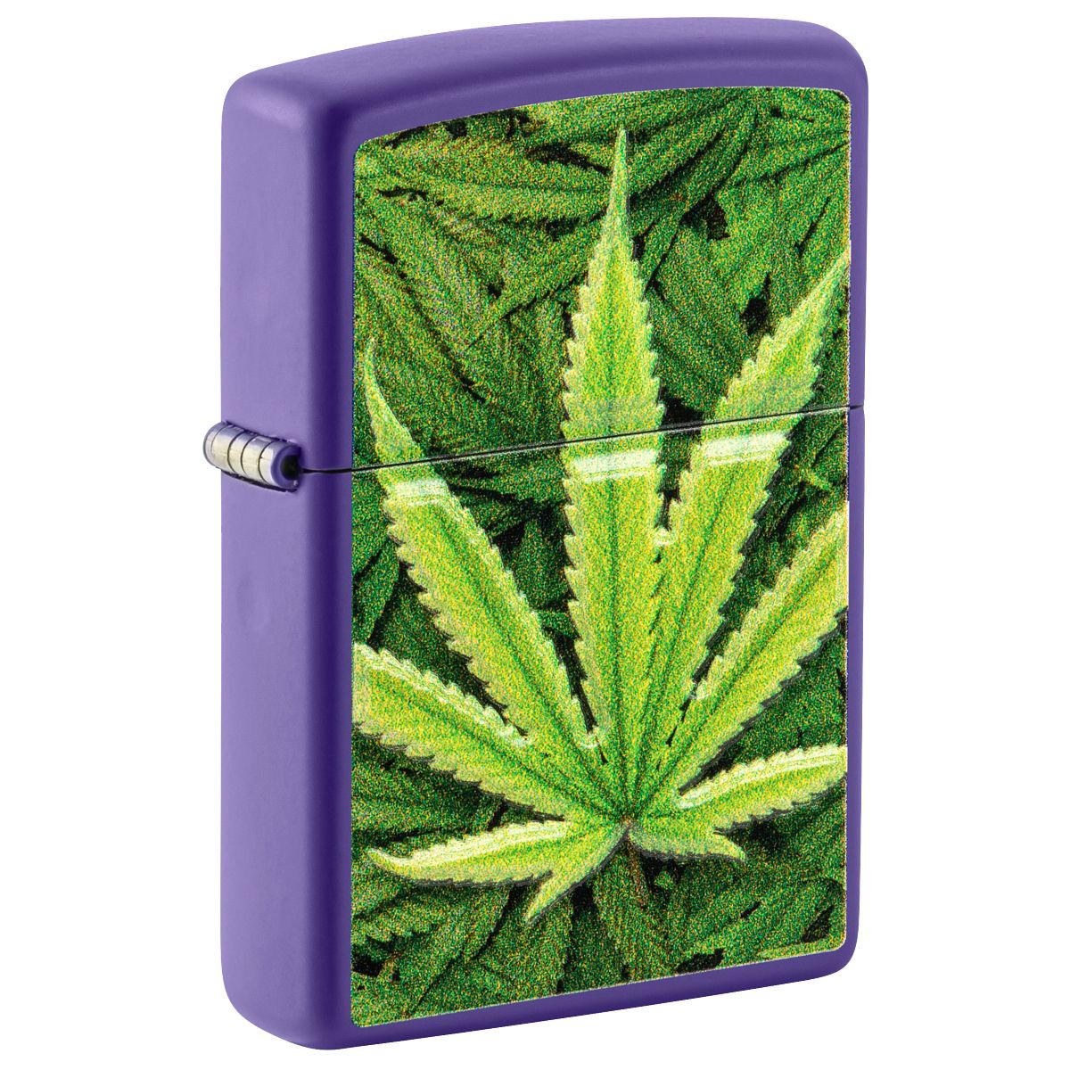Zippo Lighter: Weed Leaf, Texture Print - Purple Matte 49790