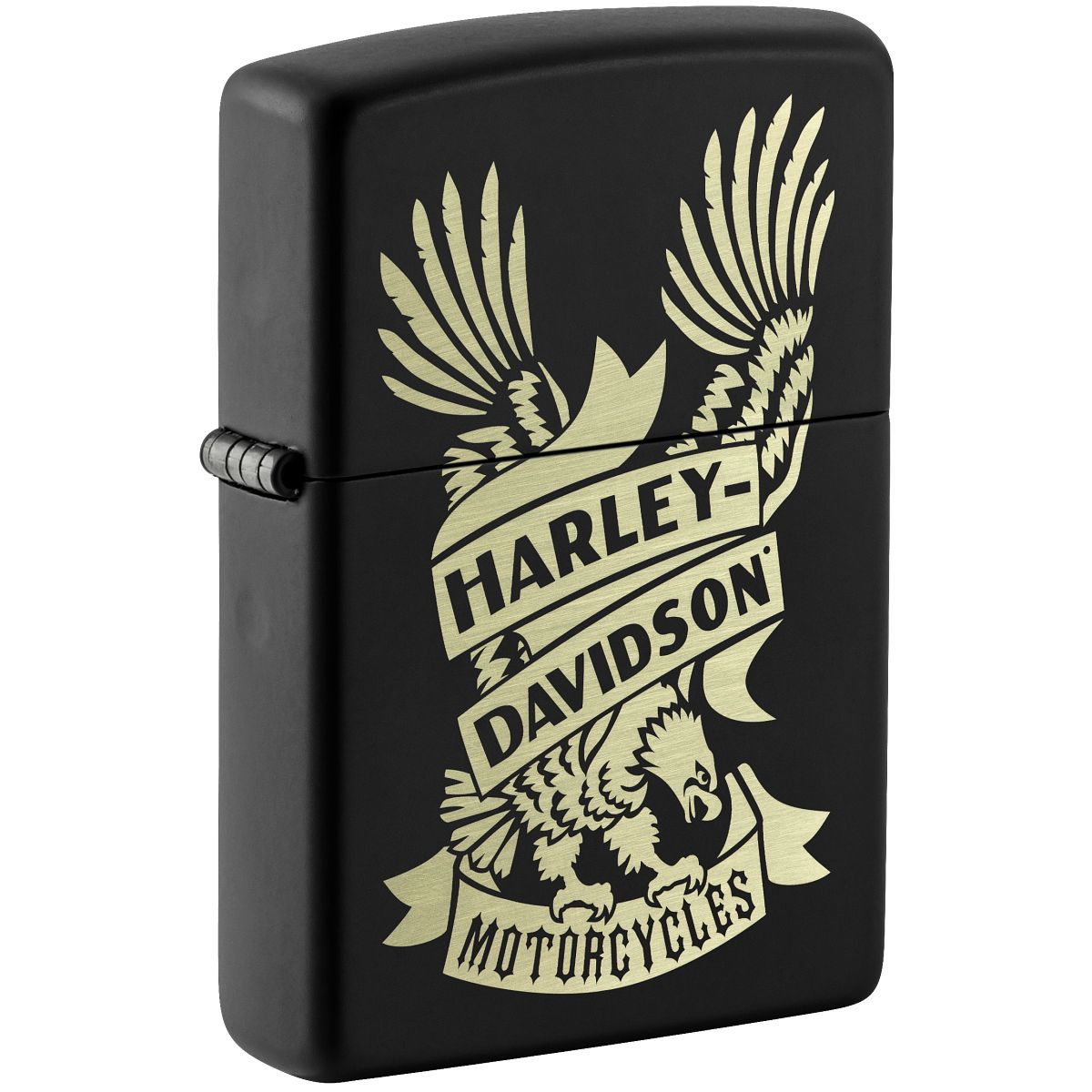 Zippo Lighter: Harley-Davidson Eagle, Engraved - Black Matte 49826